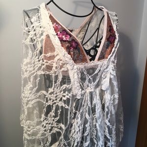 Swimsuit coverup lace poncho